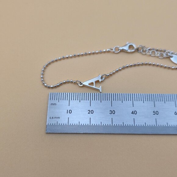 6.5+1 Inch Sterling Silver A Letter Name Chain Bracelet A5014 - Picture 5 of 6